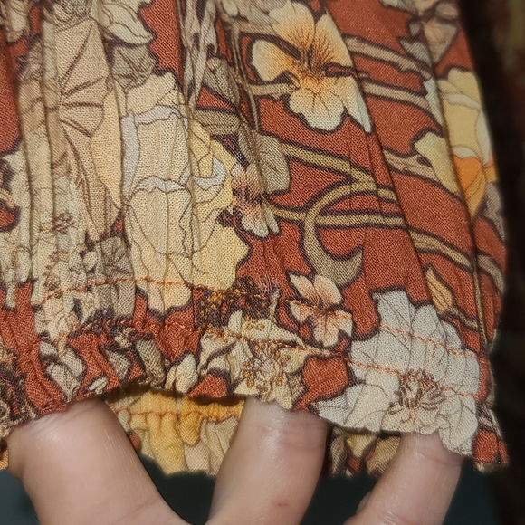 Spell designs Lady Amethyst Amber Boho midi dress gown copper M floral horses - Picture 13 of 16